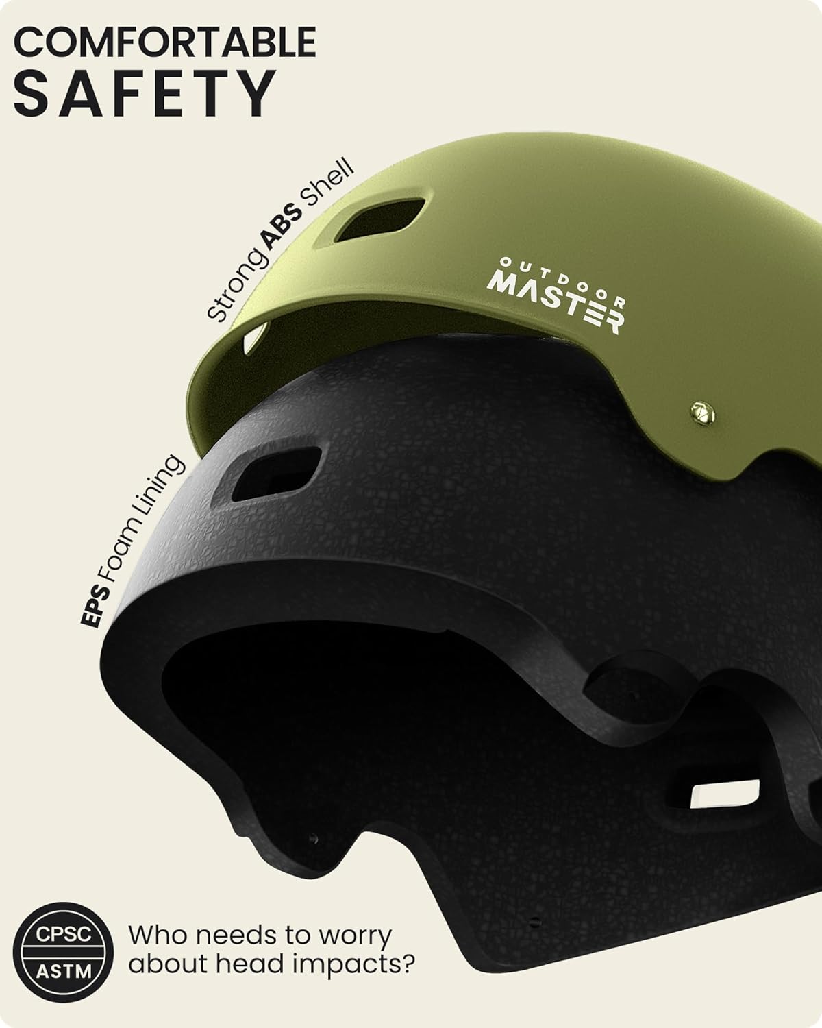 OutdoorMaster Skateboard Bike Helmet for Adults &Youth - Multi-Sport Certified Impact Resistant with 2 Removable Liners & Ventilation for Scooter-Matte Adventure Green-White-Small