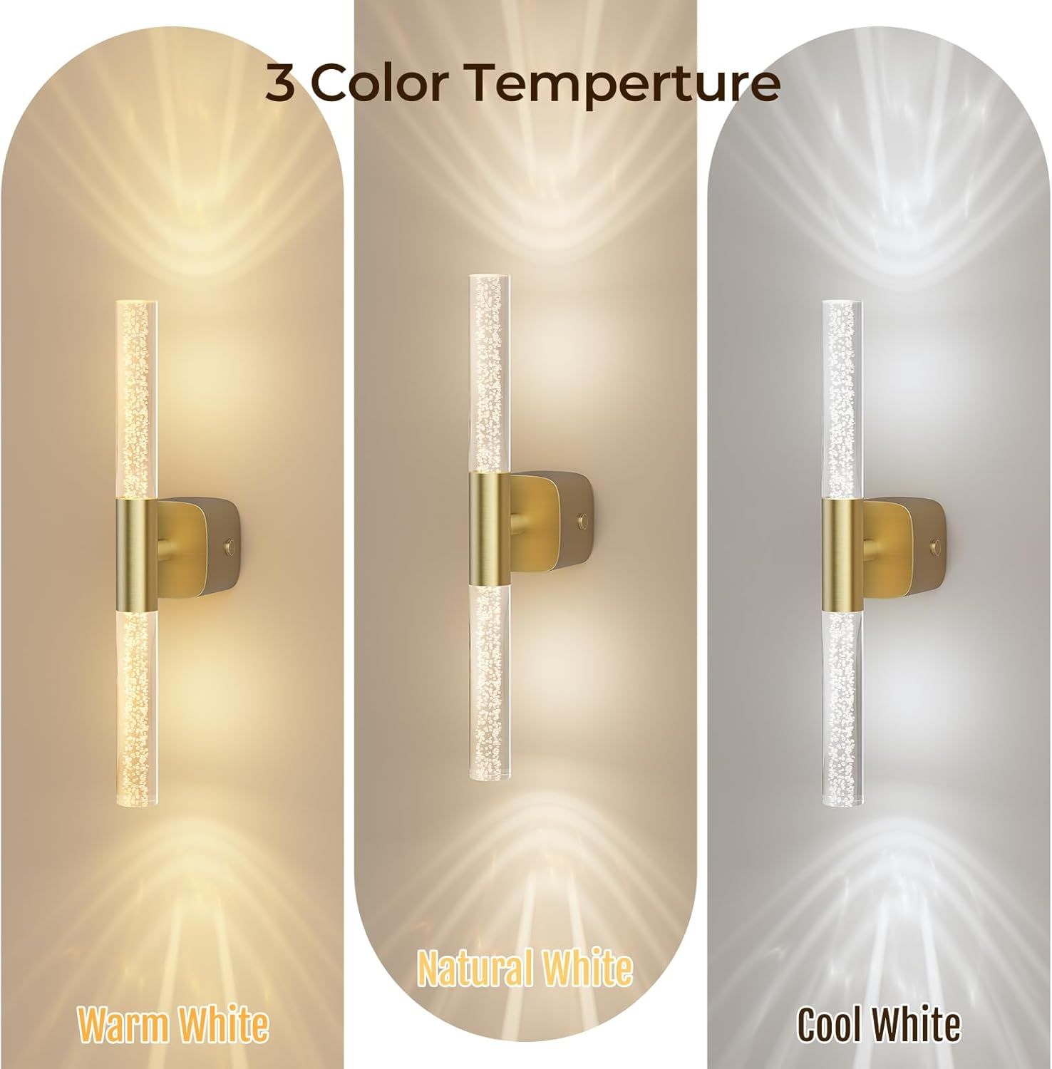 Battery Operated Wall Sconce Set of 2 Rechargeable Battery Powered Wall Light with 12000mAh Wireless Dimmable Wall Lamp Fixtures for Bedroom Living Room (Brushed Gold, 16"-2 Pack)