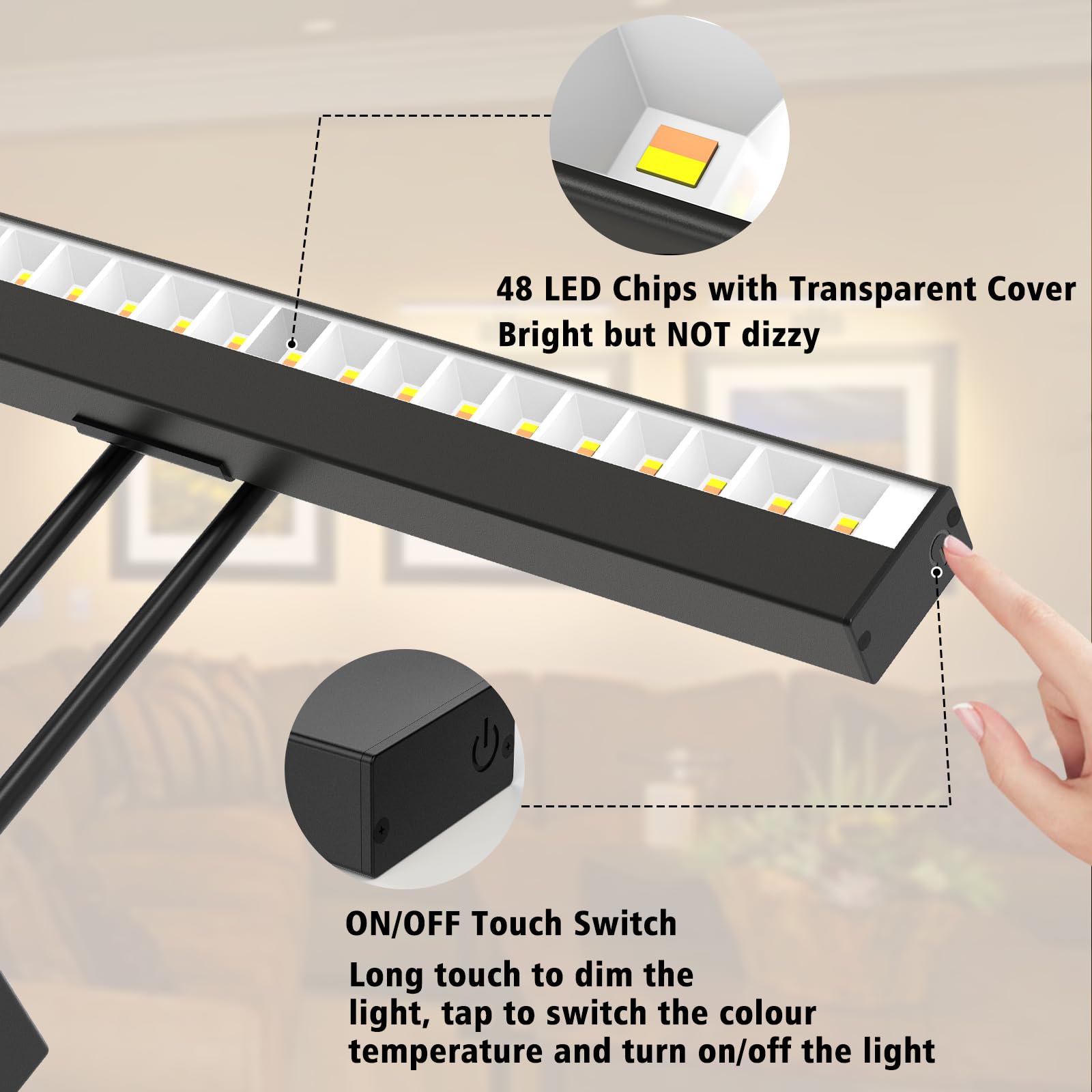 Wall Lights: Picture Light Battery Operated, 16in Wireless Art Light for Paintings Color Temperature Adjustable Dimmable Battery Picture Light with Remote Control for Gallery Dartboard Art Bedroom Bathroom