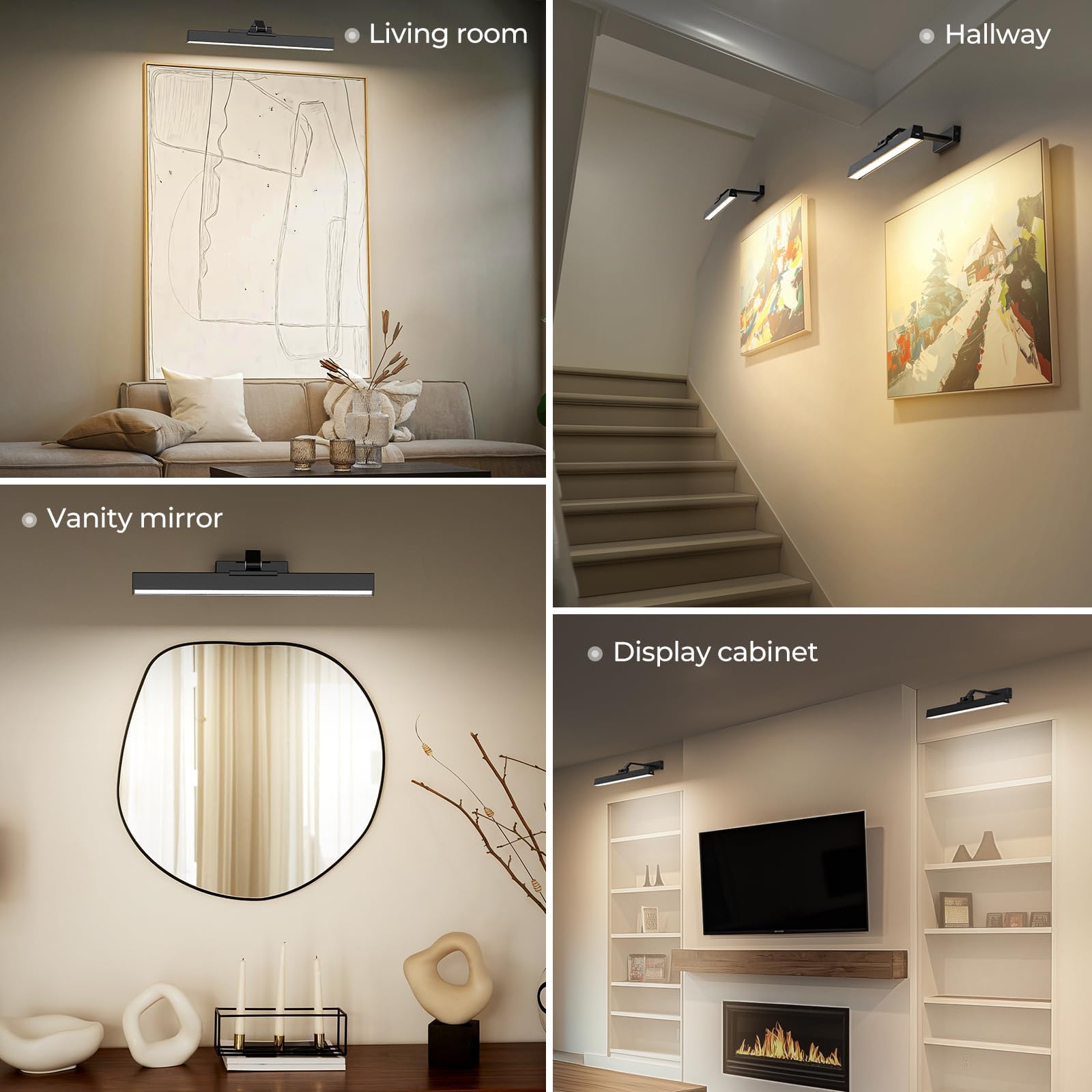 Wall Lights: Picture Lights for Wall, Battery Operated Picture Light 16in Gallery Light for Paintings CCT Dimmable Recharging Battery Wall Light with Remote Control for Living Room Dartboard Art Black