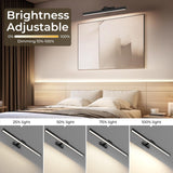 Wall Lights: Wall Picture Light, 24in Battery-Powered Gallery Light for Artwork, CCT Dimmable Rechargeable Battery Wall Lamp with Remote Control for Living Room, Gallery, and Dartboard (Black)