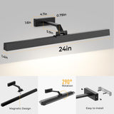 Wall Lights: Wall Picture Light, 24in Battery-Powered Gallery Light for Artwork, CCT Dimmable Rechargeable Battery Wall Lamp with Remote Control for Living Room, Gallery, and Dartboard (Black)