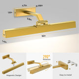 Wall Lights: Picture Lights for Wall, Battery Operated Picture Light 16in Gallery Light for Paintings CCT Dimmable Gold