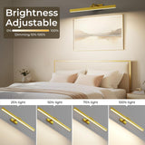 Wall Lights: Wall Picture Light, 24in Battery-Powered Gallery Light for Artwork, CCT Dimmable Rechargeable Battery Wall Lamp with Remote Control for Living Room, Gallery, and Dartboard (Gold)