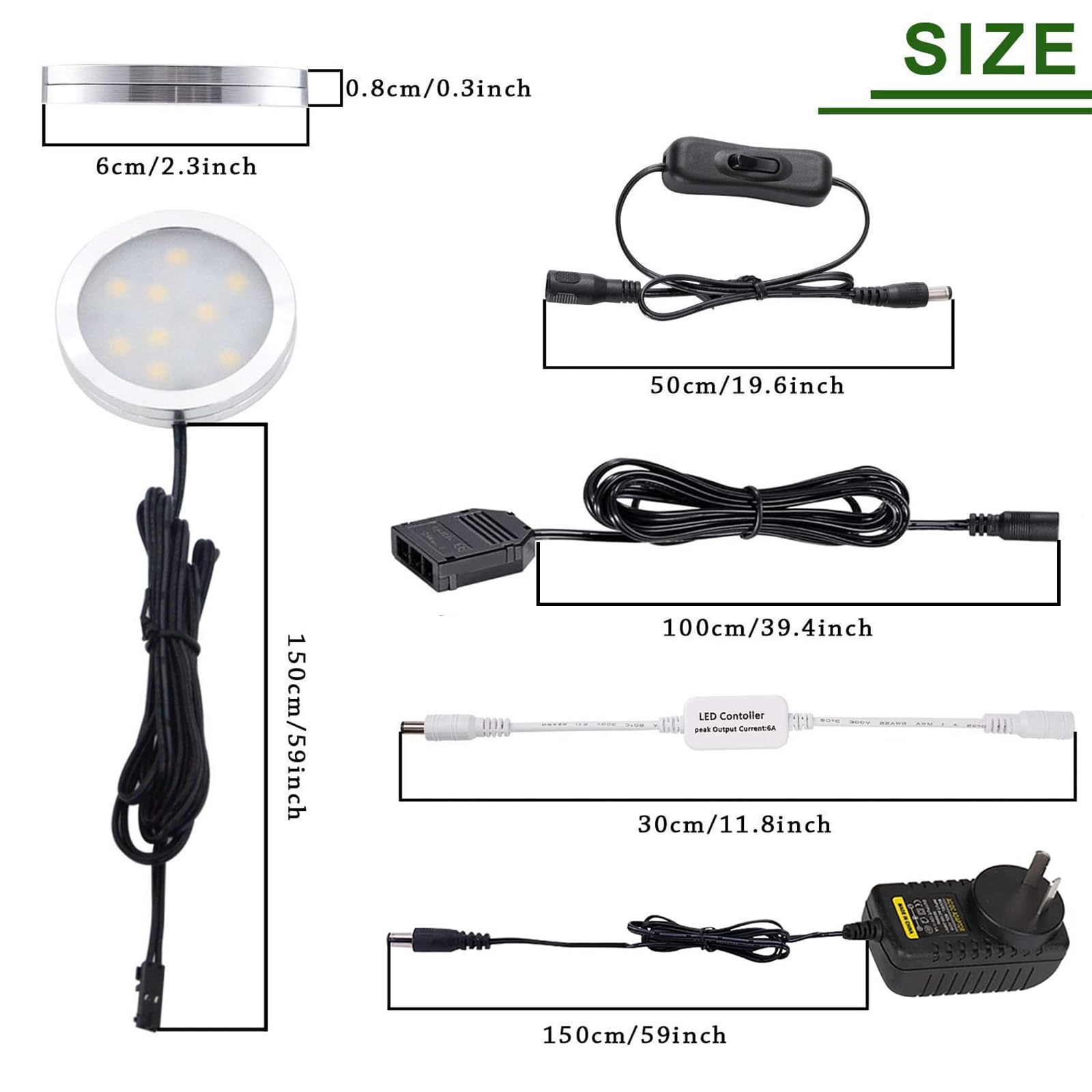 Wall Lights: Dimmable & Timing Under Counter Lights Kitchen with Wireless RF Remote,Ultra-Thin 240V LED Cabinet Lights,12W Shelf Lights，4 Lights,Daylight White