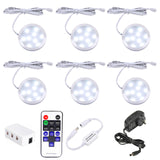 Wall Lights: Dimmable LED Under Cabinet Lighting, Counter Showcase Kitchen Lighting Fixtures with 12V Plug in Adapter and Dimmable Wireless Remote Control, 6 Ultra Slim Puck Lights Kit (Daylight White)