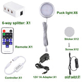 Wall Lights: Dimmable LED Under Cabinet Lighting, Counter Showcase Kitchen Lighting Fixtures with 12V Plug in Adapter and Dimmable Wireless Remote Control, 6 Ultra Slim Puck Lights Kit (Daylight White)