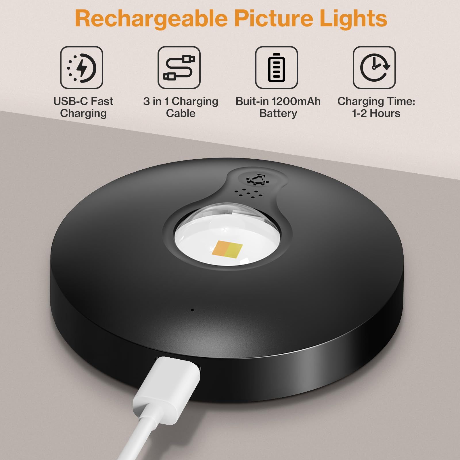 Rechargeable Picture Lights, 6 Pack Black Wireless Art Lights with Remote and Touch Control, 3 Colour Temperatures, Stepless Dimming, Magnetic Wall Lights for Paintings, Photos and Displays