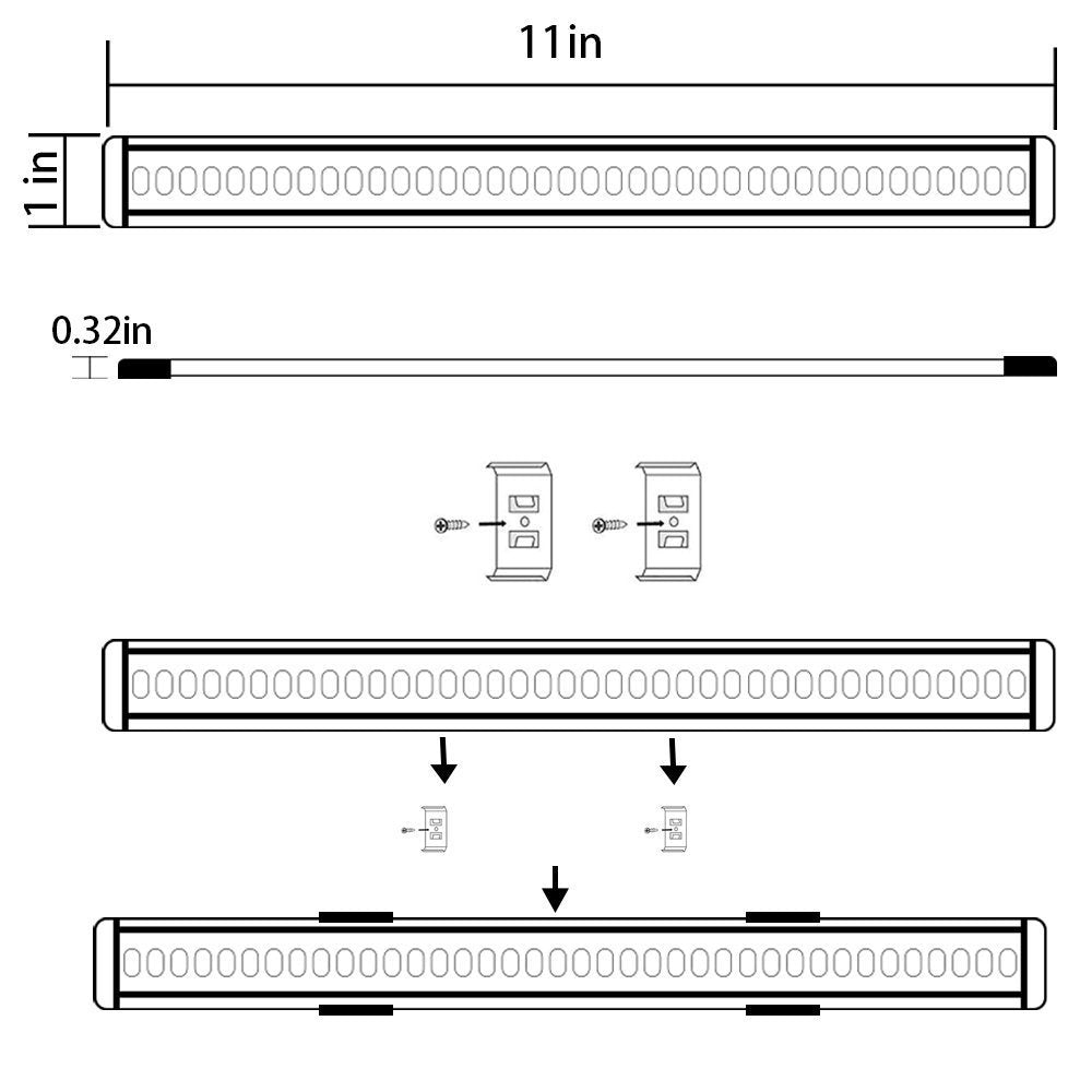Wall Lights: Dimmable Led Under Cabinet Lighting Bar Linkable Kits with Rocker Switch Under Counter Kitchen,Showcase,Shelf Lighting(3 Panel Kits Cold White)