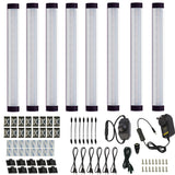 Wall Lights: Dimmable Led Under Cabinet Lighting Bar Linkable Kits with Rocker Switch Under Counter Kitchen,Showcase,Shelf Lighting(8 Panel Kits Cold White)