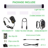 Wall Lights: Dimmable Led Under Cabinet Lighting Bar Linkable Kits with Rocker Switch Under Counter Kitchen,Showcase,Shelf Lighting(3 Panel Kits Warm White)