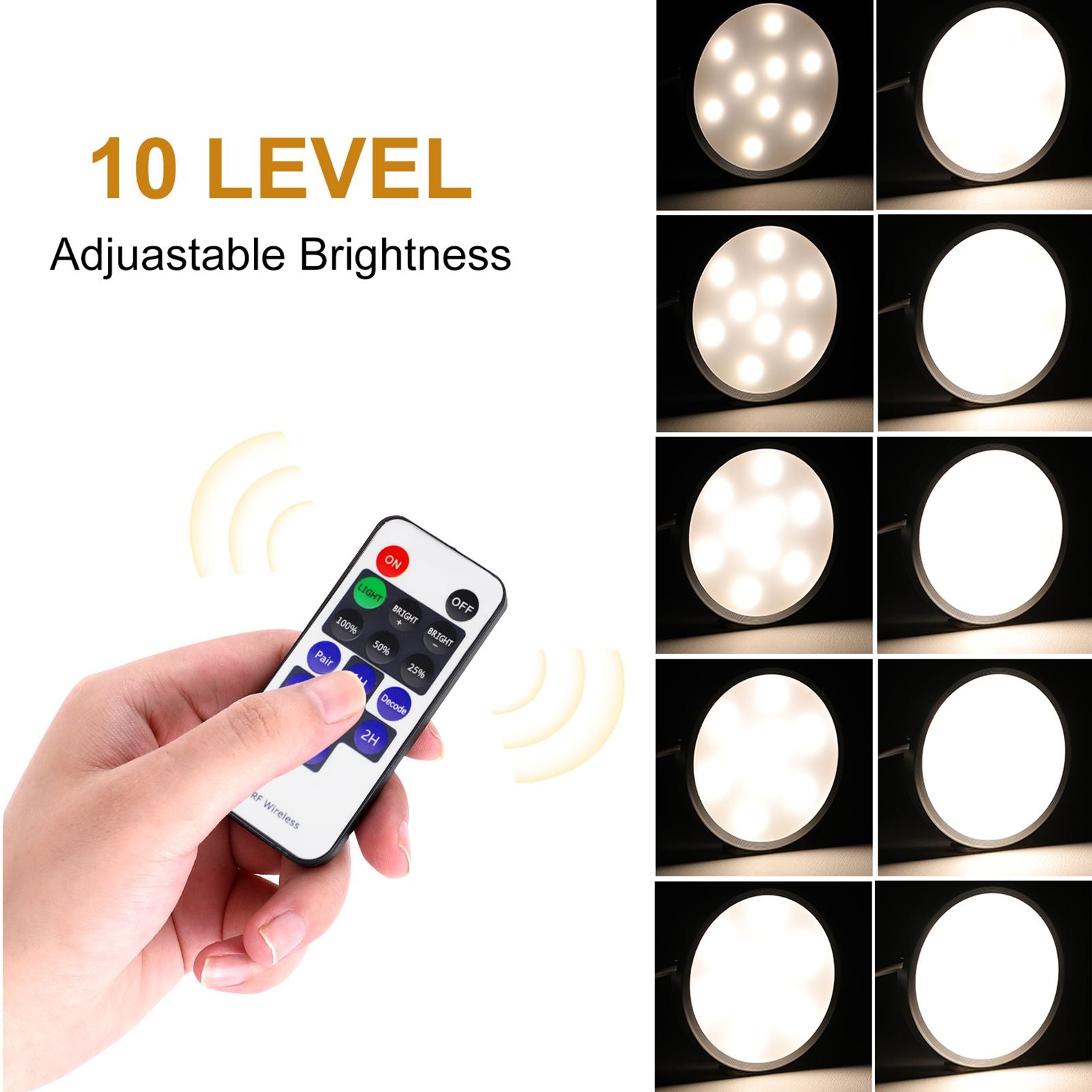 Linkable Under Cabinet LED Lighting 12V Dimmable Puck Lights with Wireless RF Remote Control, Hardwired & AU Wall Plug in for Counter Lighting(6 Lights, Natural White)
