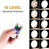 Linkable Under Cabinet LED Lighting 12V Dimmable Puck Lights with Wireless RF Remote Control, Hardwired & AU Wall Plug in for Furniture Cupboard Lighting(10 Lights, Natural White 4000K)