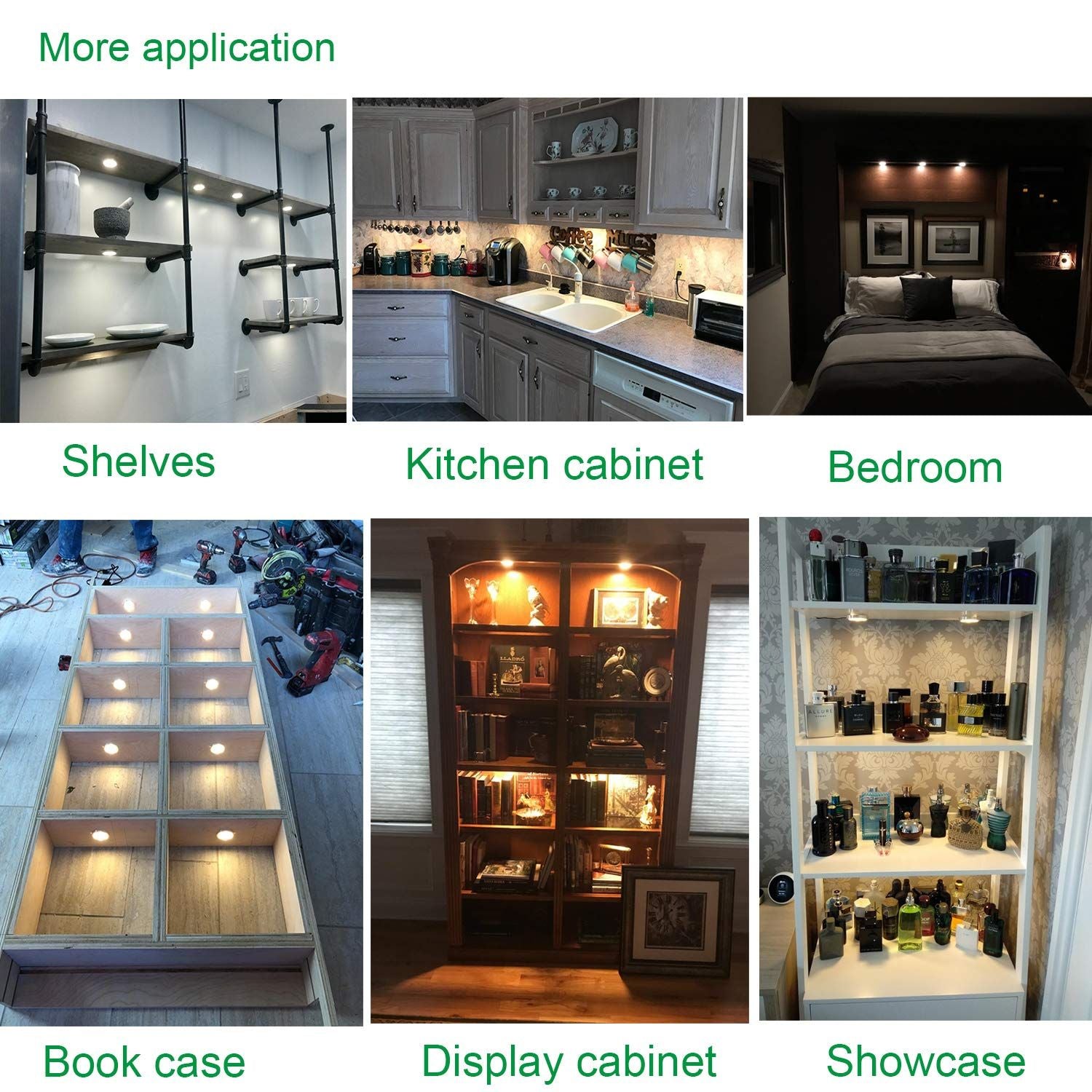 Linkable Under Cabinet LED Lighting 12V Dimmable Puck Lights with Wireless RF Remote Control, Hardwired & AU Wall Plug in for Kitchen Mood Lighting (4000K Natural White, 12 Lights Kit)