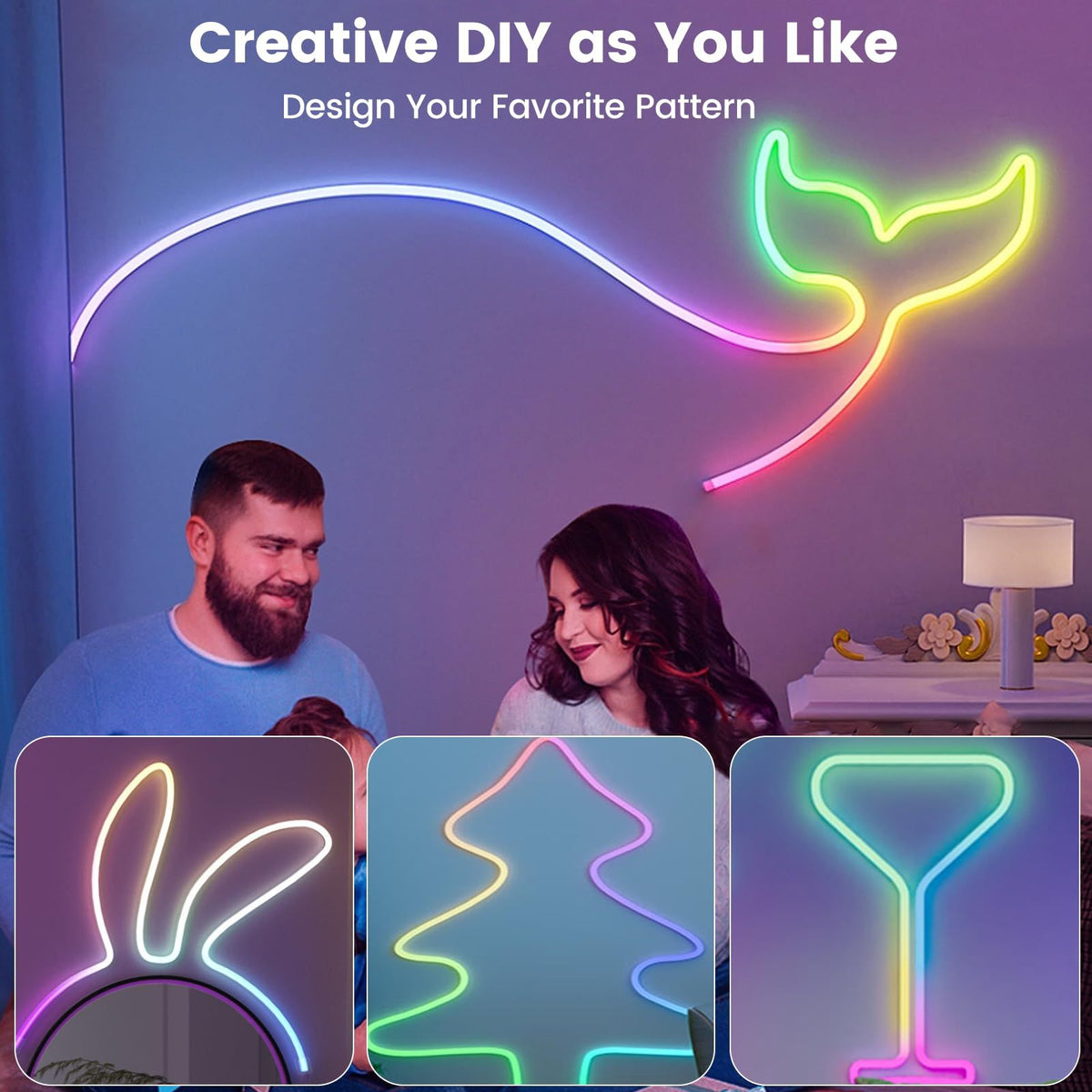 32.8ft LED Neon Rope Lights with APP/Remote Control,Flexible DIY Design,Music Sync Neon Lights for Wall Decor,Outdoor IP67 Waterproof, RGB Rope LED Lights for Bedroom,Livingroom,Gaming,Party