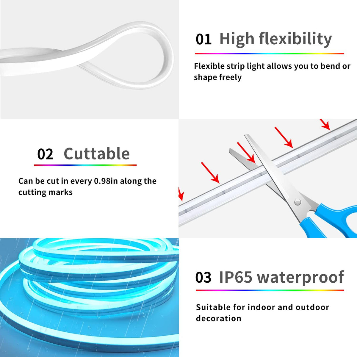 32.8ft LED Neon Rope Lights with APP/Remote Control,Flexible DIY Design,Music Sync Neon Lights for Wall Decor,Outdoor IP67 Waterproof, RGB Rope LED Lights for Bedroom,Livingroom,Gaming,Party