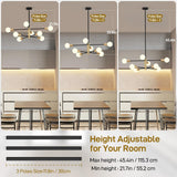 Ceiling Lights: Modern Sputnik Chandelier 8 Lights Height Adjustable Ceiling Light Fixture Mid-Century Modern Gold Chandelier for Dining Room Bedroom Kitchen Living Room with Sloped Ceiling Adapter