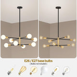 Ceiling Lights: Modern Sputnik Chandelier 8 Lights Height Adjustable Ceiling Light Fixture Mid-Century Modern Gold Chandelier for Dining Room Bedroom Kitchen Living Room with Sloped Ceiling Adapter