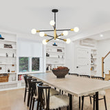 Ceiling Lights: Modern Sputnik Chandelier 8 Lights Height Adjustable Ceiling Light Fixture Mid-Century Modern Gold Chandelier for Dining Room Bedroom Kitchen Living Room with Sloped Ceiling Adapter