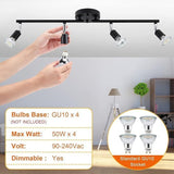 Ceiling Lights: Kitchen Lights,Ceiling Lighting Kits, Swivelling Ceiling Spotlight for Bedroom, Kitchen and Living Room(GU10 LED Bulbs not Included) (4 Way Black)