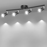 Ceiling Lights: LED Ceiling Light,4 Way Rotatable Spot Lights for Ceiling,Flexible Ceiling Lights for Bedroom,Living Room, Black with Protectiv Bulb Trims(Gu10 Bulbs Not Included)