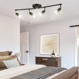Ceiling Lights: LED Ceiling Light,4 Way Rotatable Spot Lights for Ceiling,Flexible Ceiling Lights for Bedroom,Living Room, Black with Protectiv Bulb Trims(Gu10 Bulbs Not Included)