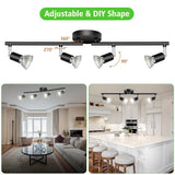 Ceiling Lights: LED Ceiling Light,4 Way Rotatable Spot Lights for Ceiling,Flexible Ceiling Lights for Bedroom,Living Room, Black with Protectiv Bulb Trims(Gu10 Bulbs Not Included)