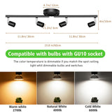 Ceiling Lights: LED Ceiling Light,4 Way Rotatable Spot Lights for Ceiling,Flexible Ceiling Lights for Bedroom,Living Room, Black with Protectiv Bulb Trims(Gu10 Bulbs Not Included)