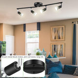 Ceiling Lights: LED Ceiling Light,4 Way Rotatable Spot Lights for Ceiling,Flexible Ceiling Lights for Bedroom,Living Room, Black with Protectiv Bulb Trims(Gu10 Bulbs Not Included)
