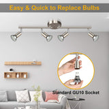 Ceiling Lights: LED Ceiling Light,4 Way Rotatable Spot Lights for Ceiling,Flexible Ceiling Lights for Bedroom,Living Room, Black Nickel with Protectiv Bulb Trims(Gu10 Bulbs Not Included)