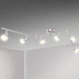 Ceiling Lights: LED Ceiling Light 6 Way Rotatable Spot Lights for Ceiling,Flexible Ceiling Lights for Bedroom,Living Room,Nickel with Protectiv Bulb Trims(Gu10 Bulbs Not Included)