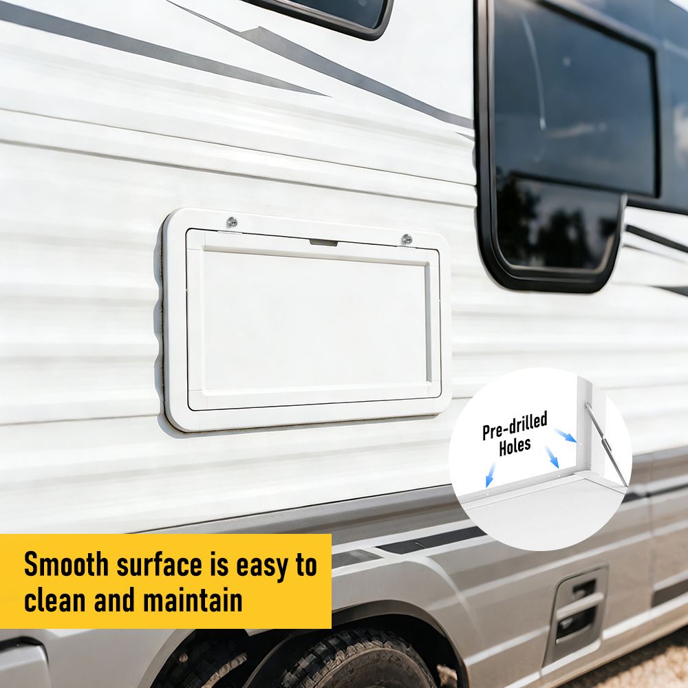 Heavy Duty Folding Caravan Table 800 x 450mm – Full Metal Frame, Lockable, 50kg Max Capacity, White