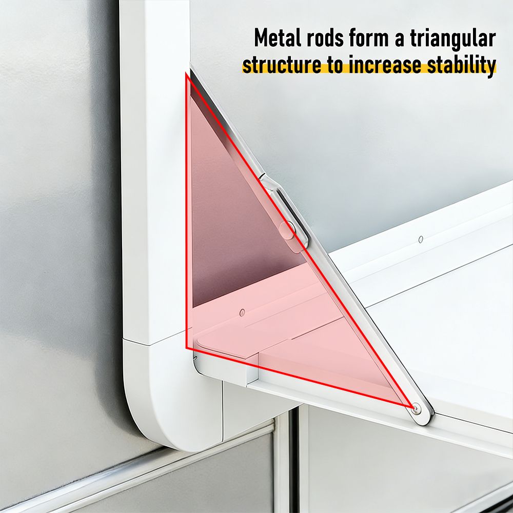 Heavy Duty Folding Caravan Table 800 x 450mm – Full Metal Frame, Lockable, 50kg Max Capacity, White