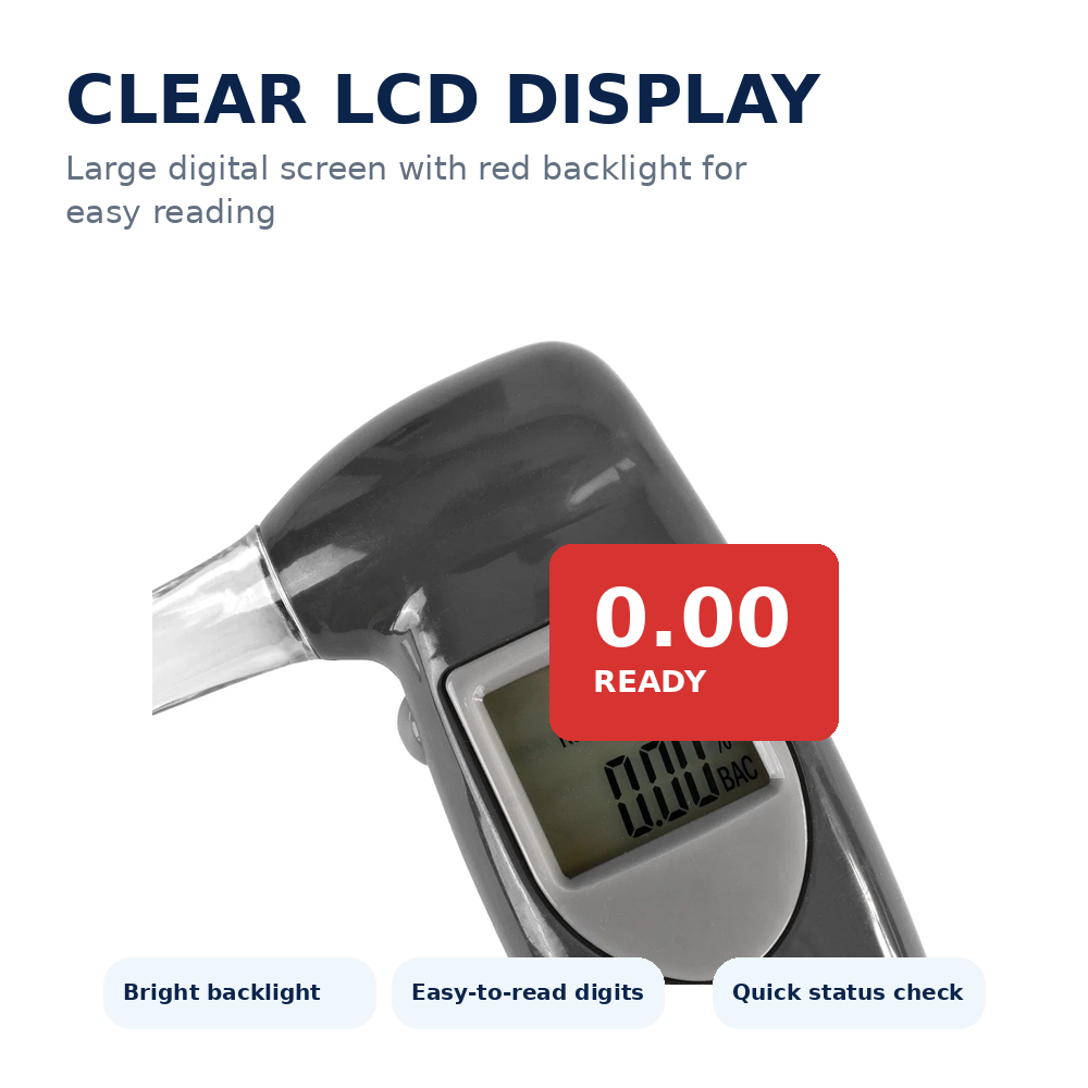 Digital Breathalyser Alcohol Tester LCD 118x70x28mm 4 Mouthpieces Semiconductor Sensor Auto-Off Keychain Portable