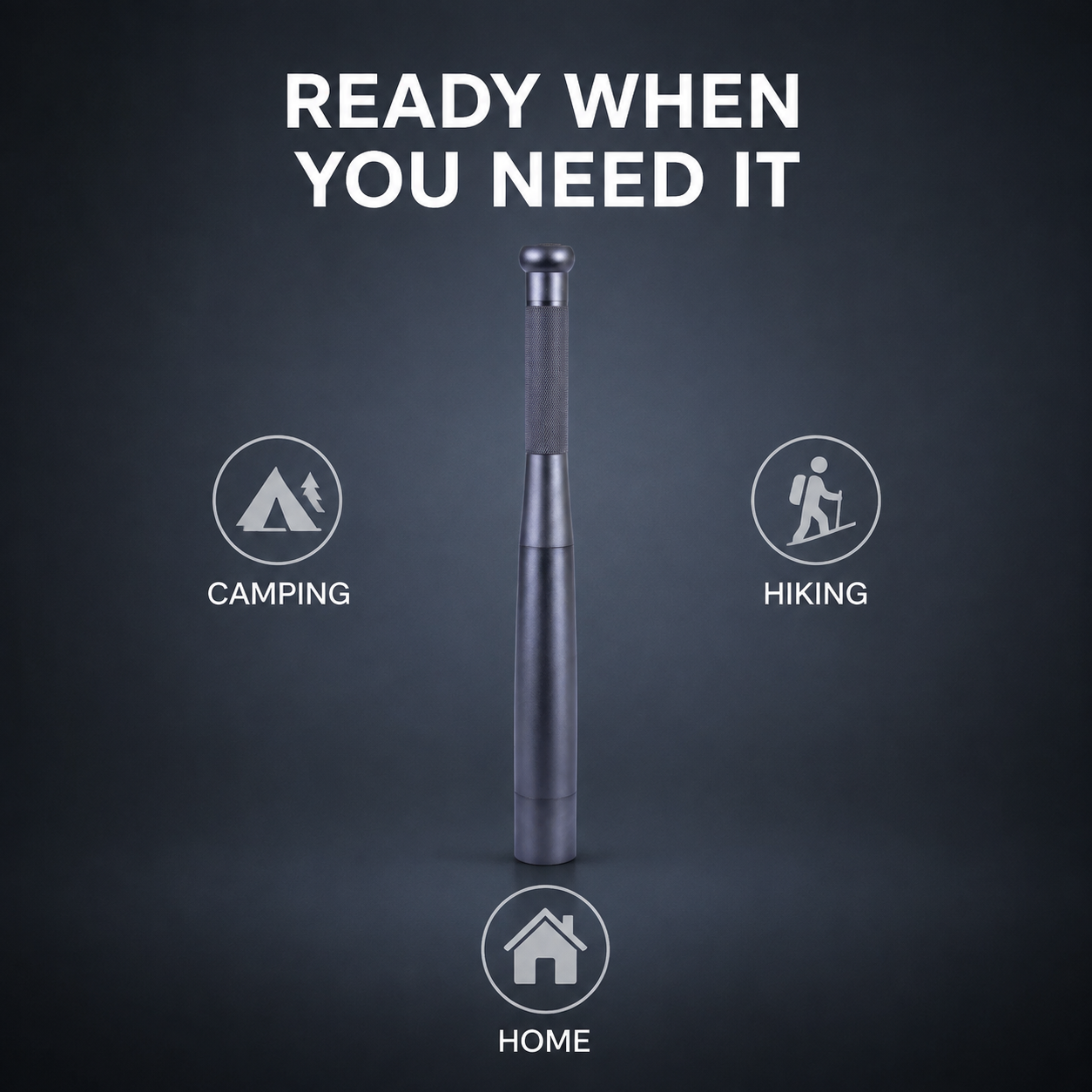 35cm Aluminium LED Torch Flashlight with High Low Strobe Modes, AA Batteries Included, Lightweight Camping Emergency Safety Light – Gunmetal