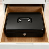 Lockable Cash Box with Coin Tray – Durable Metal Money Box with Key Lock for Bills & Change – Blue