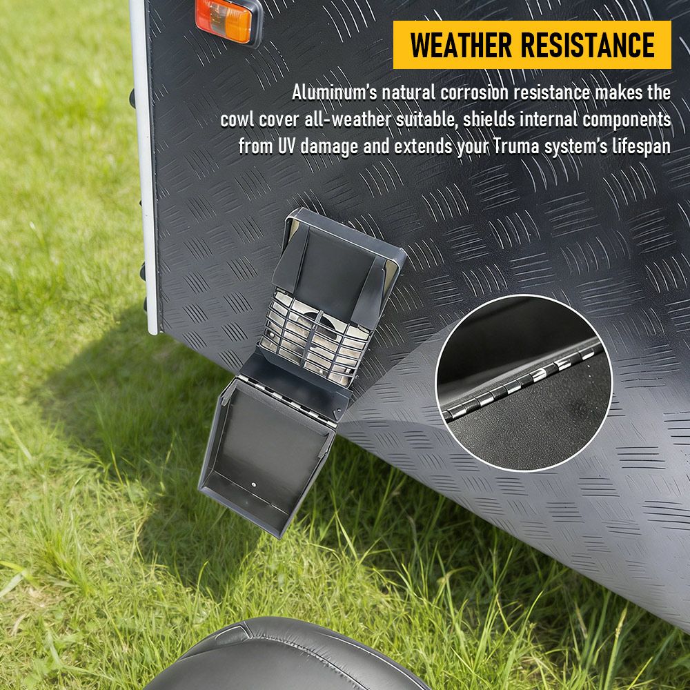 RV Truma Cowl Cover Silver Checker Aluminum Universal Flue Vent Truma Hotwater AU