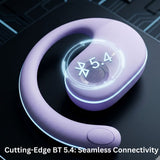 Open Ear Wireless Headphones Earphones Bluetooth 5.4 On Ear Sport Gym Earbuds-Purple