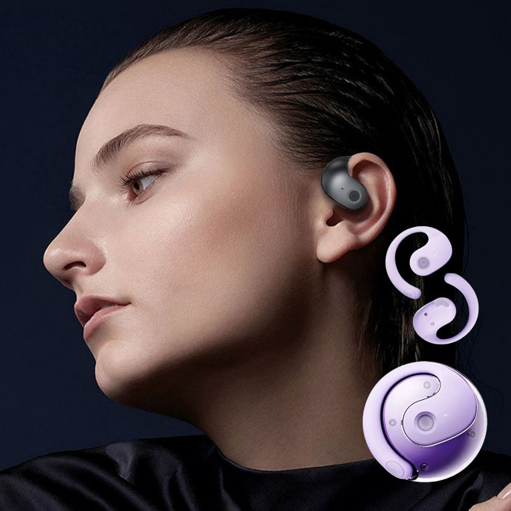 Open Ear Wireless Headphones Earphones Bluetooth 5.4 On Ear Sport Gym Earbuds-White