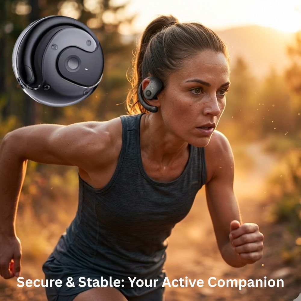 Open Ear Wireless Headphones Earphones Bluetooth 5.4 On Ear Sport Gym Earbuds-White