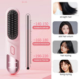 Cordless Hair Straightener Brush Portable Mini Ionic Straightening Comb 4000mAh-Purple