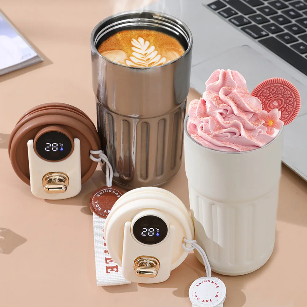 450ml Thermal LED Temperature Display Smart Coffee Cup Insulated Drink Tumbler-Red