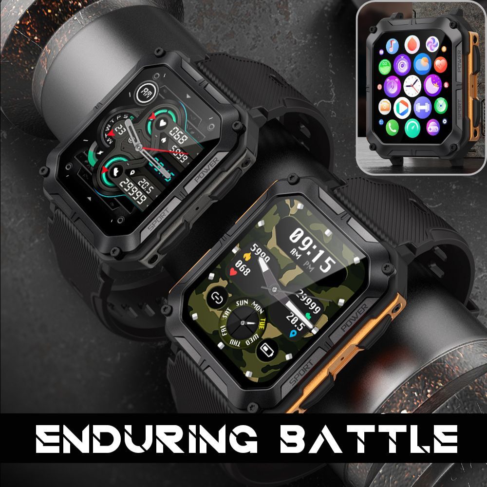 Njord Gear Indestructible Tactical Smartwatch – Military Grade & Rugged - Orange