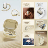 Bluetooth 5.3 Wireless Earbuds Deep Bass Over Ear - Beige