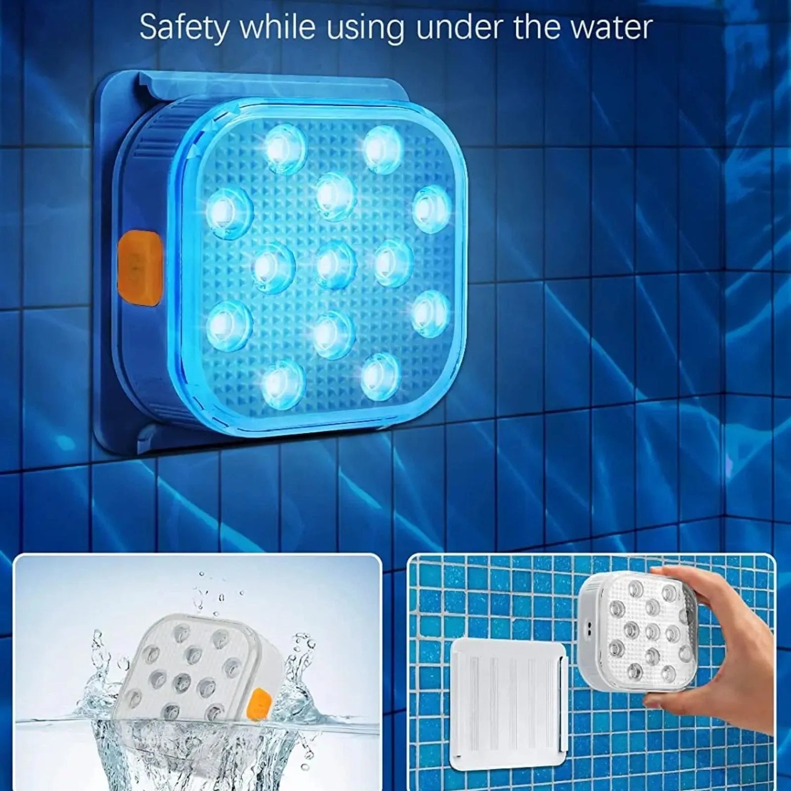 4Pcs Underwater Lights LED Submersible Pool Light Rechargeable with Remove Panel