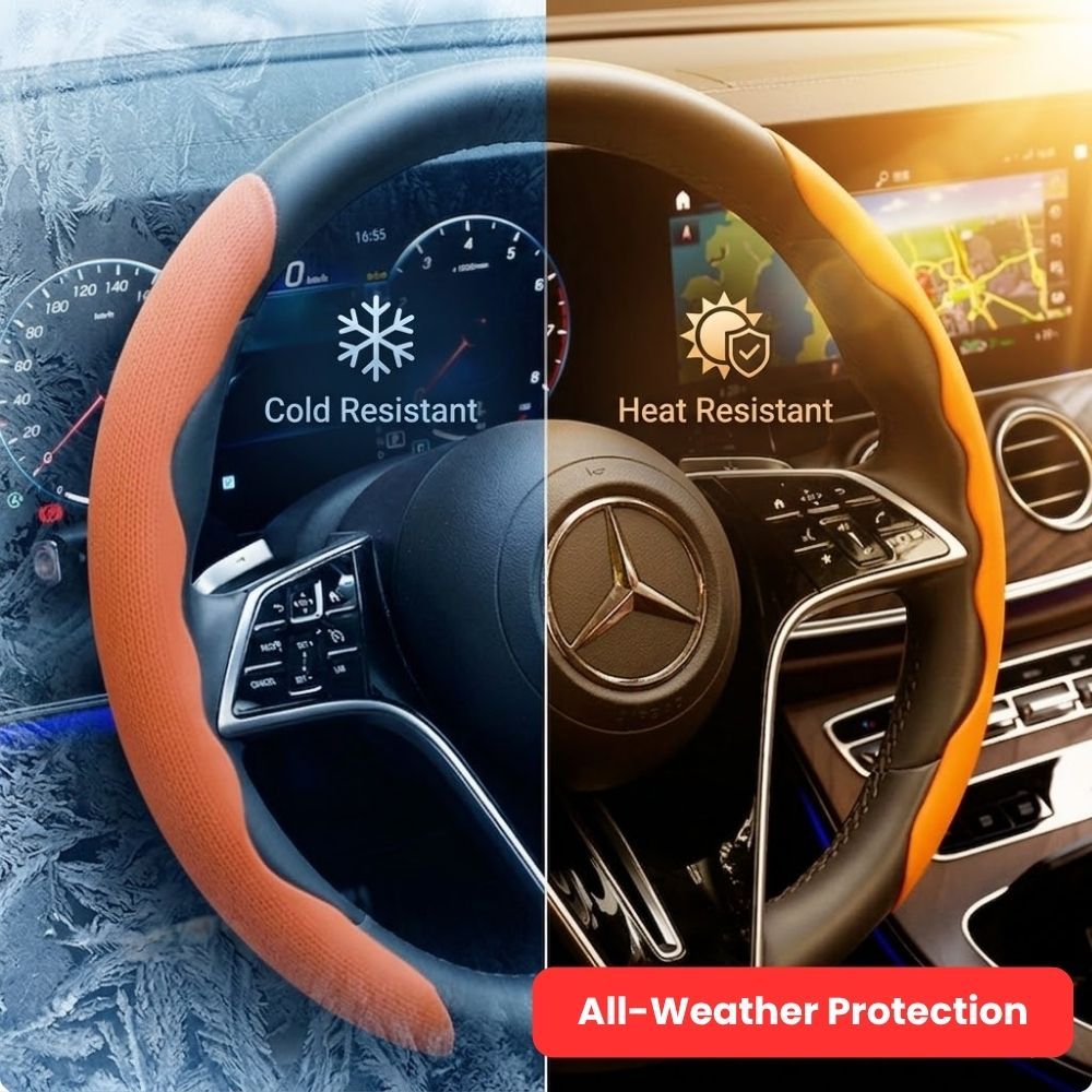 2Pcs Soft Breathable Anti-Slip Faux Leather Steering Wheel Protector Car Cover- White