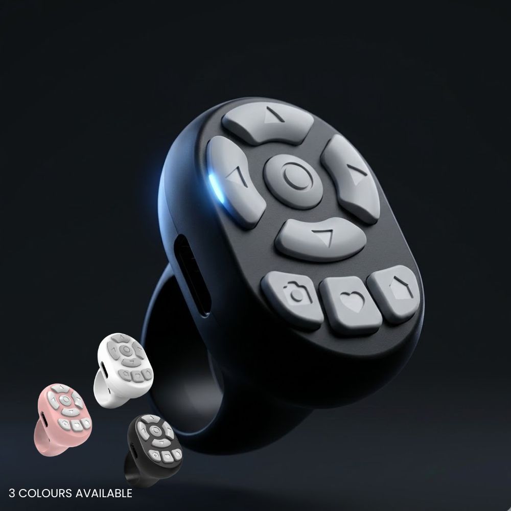 Scrolling Ring Remote Page Turner Wireless Finger Scroller Camera Video Record-Black