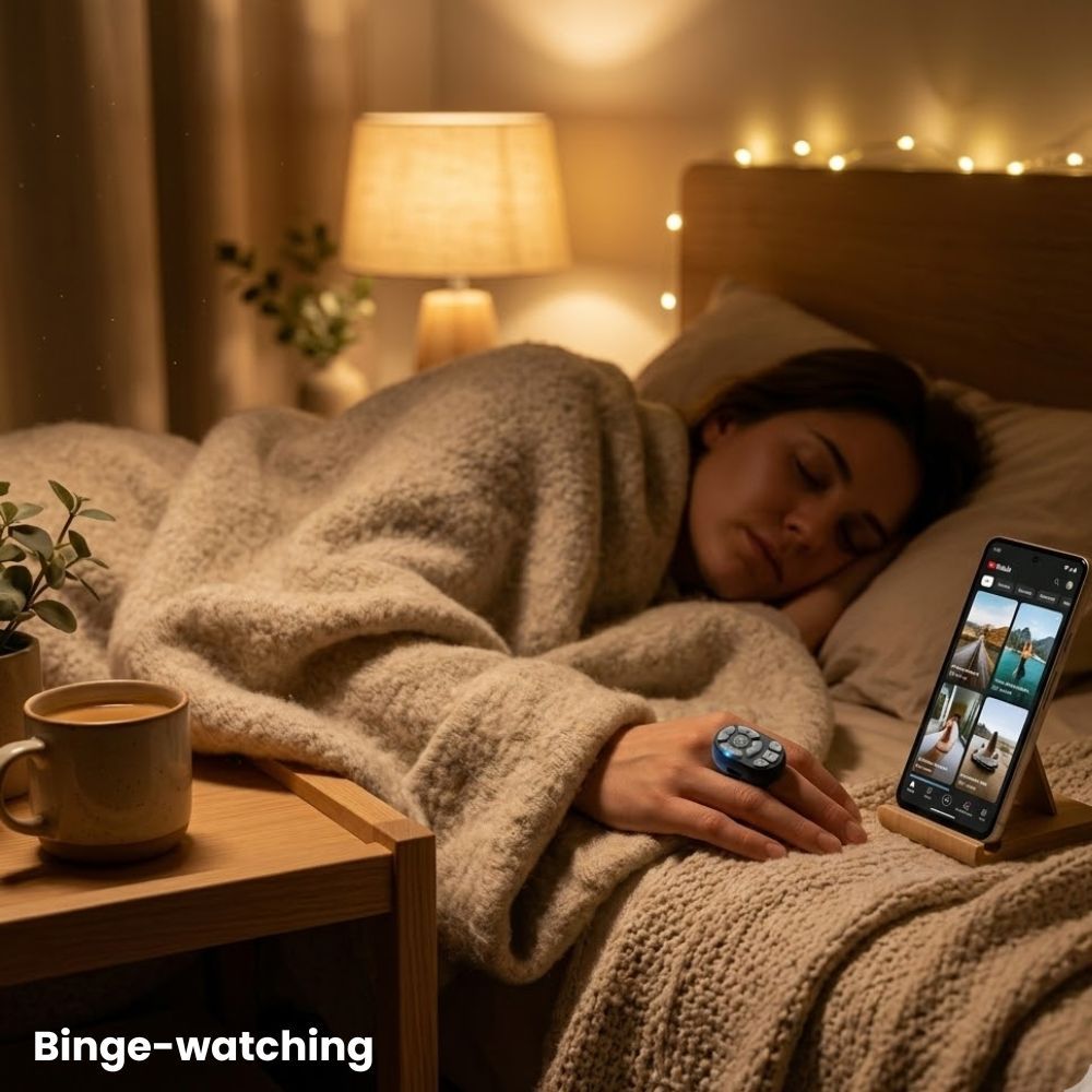 Scrolling Ring Remote Page Turner Wireless Finger Scroller Camera Video Record-Black