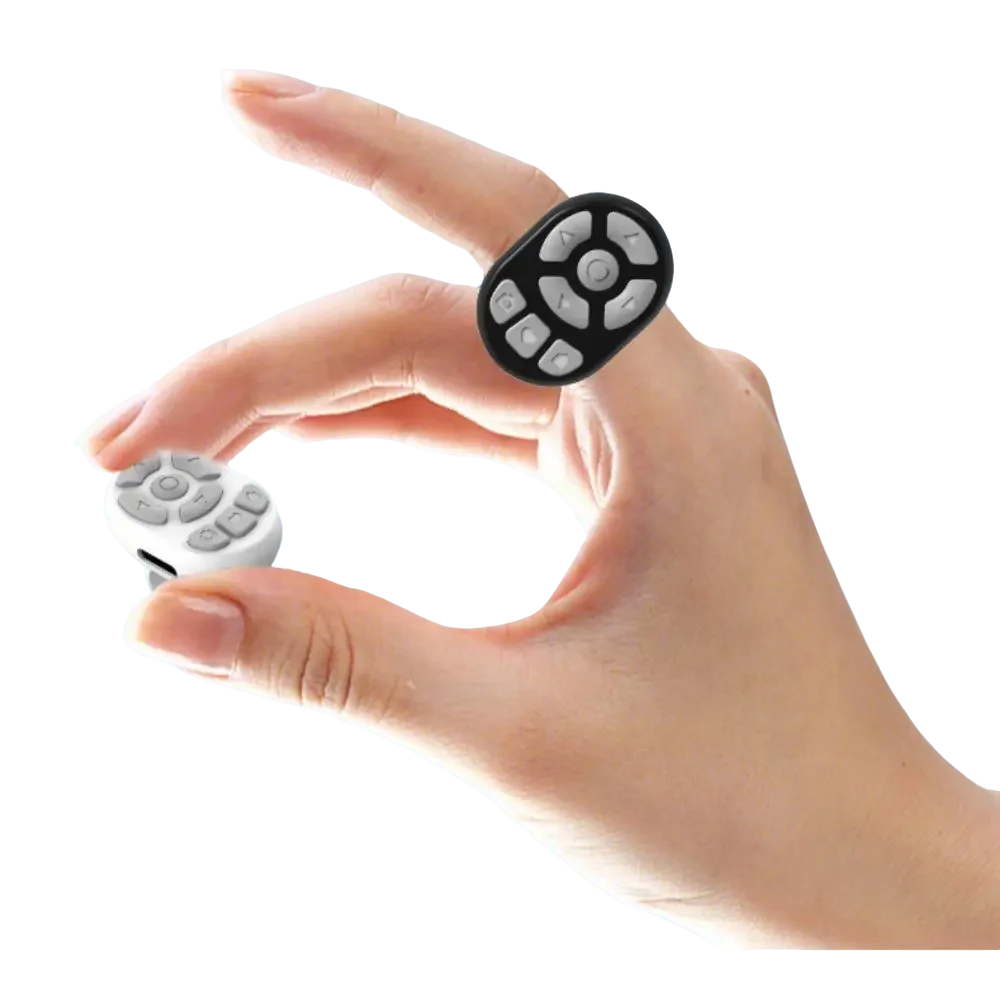 Scrolling Ring Remote Page Turner Wireless Finger Scroller Camera Video Record-White