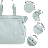 Lightweight Nylon Shopper Tote Bag 18L Side-Cinch Shoulder Bag - Mint